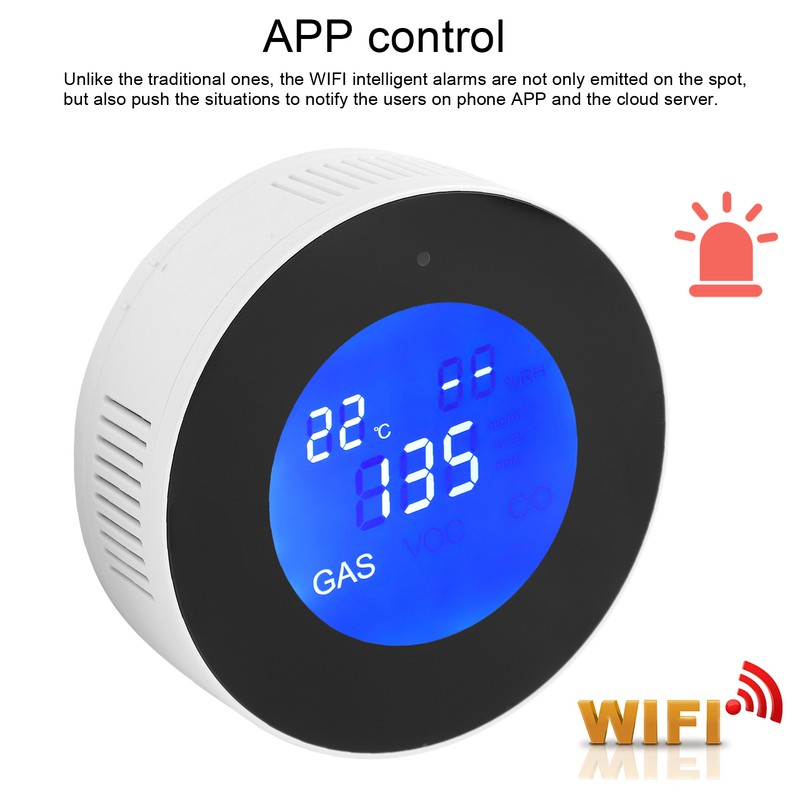 WIFI Natural Gas Detector Alarm WallMounted Leakage Sniffer AC