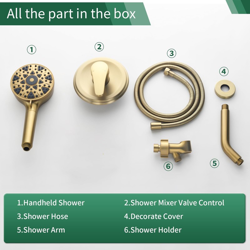 Shower Faucet Set with 7 Functions Handheld Shower Head Filter