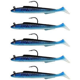 Soft Fishing Lure, 5PCS Fishing Swimbait Lures, Soft Plastic Fishing Lures, Jig Head Soft Fishing Lures Kits, Paddle Tail Swimbaits For Bass Trout Redfish Saltwater Freshwater (Dark Blue)