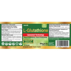 Herba Liposomal Glutathione Supplement - 600mg Per Day | 60 Vegetable Capsules | L-Glutathione Reduced Active Form with Liposomal Delivery Technology | Source of Antioxidants | NPN from Health Canada