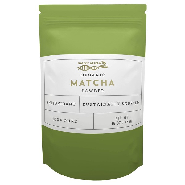 Matcha Green Tea Powder 16 oz (1 lb) bag of loose tea -USDA ORGANIC by matchaDNA