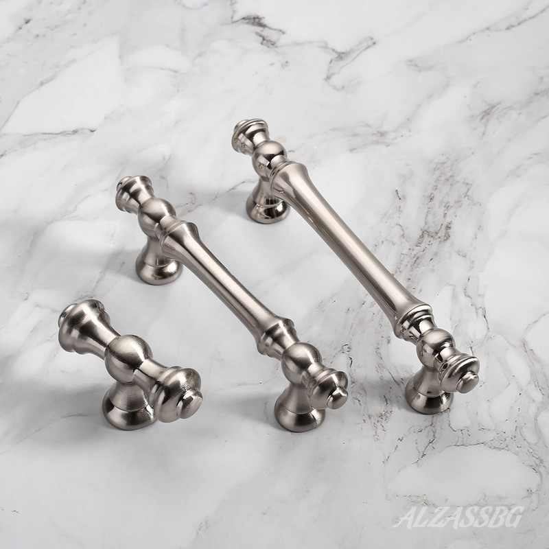 Alzassbg 10 Pack Brushed Satin Nickel Cabinet Pulls, 3-3/4 Inch(96mm)