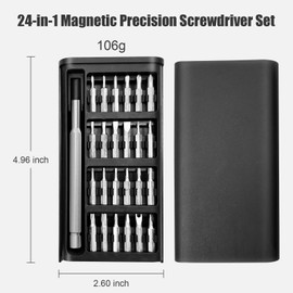 XLX 24-in-1 Small Precision Screwdriver Set, Professional Magnetic Mini Repair Tool Kit for Phone, Computer, Watch, Laptop, Macbook, Ring Doorbell, Eyeglass, Electronic, [Bearing Steel] Screw Driver