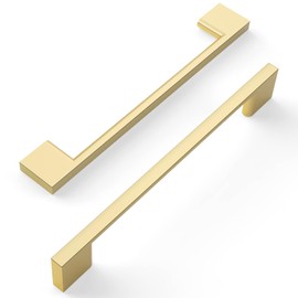Amerdeco UK0035 Furniture Handles, Brass, 160 mm, Hole Spacing, Drawer Handles, Door Handles for Kitchen Cabinets, Wardrobe, Pack of 5