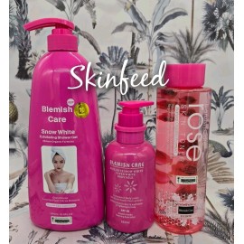 Blemish Care Snow White Exfoliating Shower, Super White Body Milk 350ml & Toner
