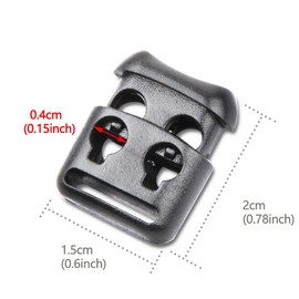 DYZD Small Double Hole Plastic Cord Locks End Spring Stop Toggle Stoppers Multi-Colour (10PCS, Black)