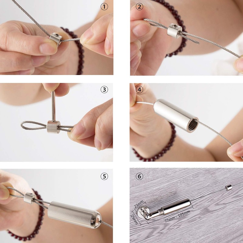[5 Meters] Wall Mount Curtain Wire Rod Set with (20