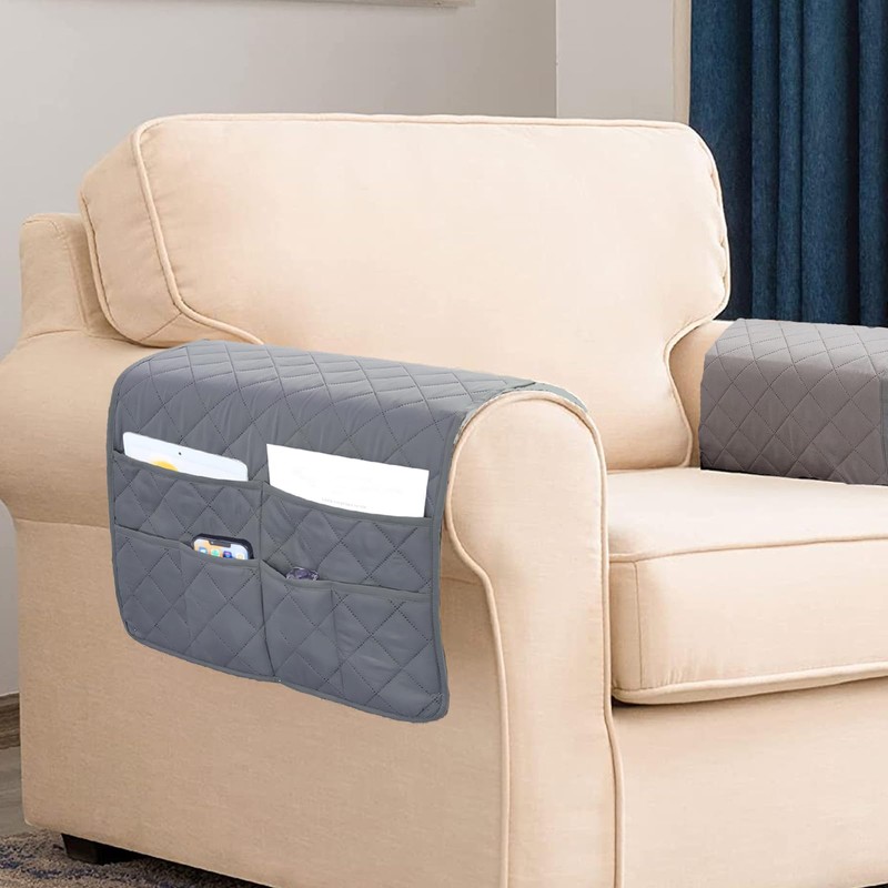 NiCoLa Armrest Covers for Sofa, Grey Chair Arm Covers, Washable