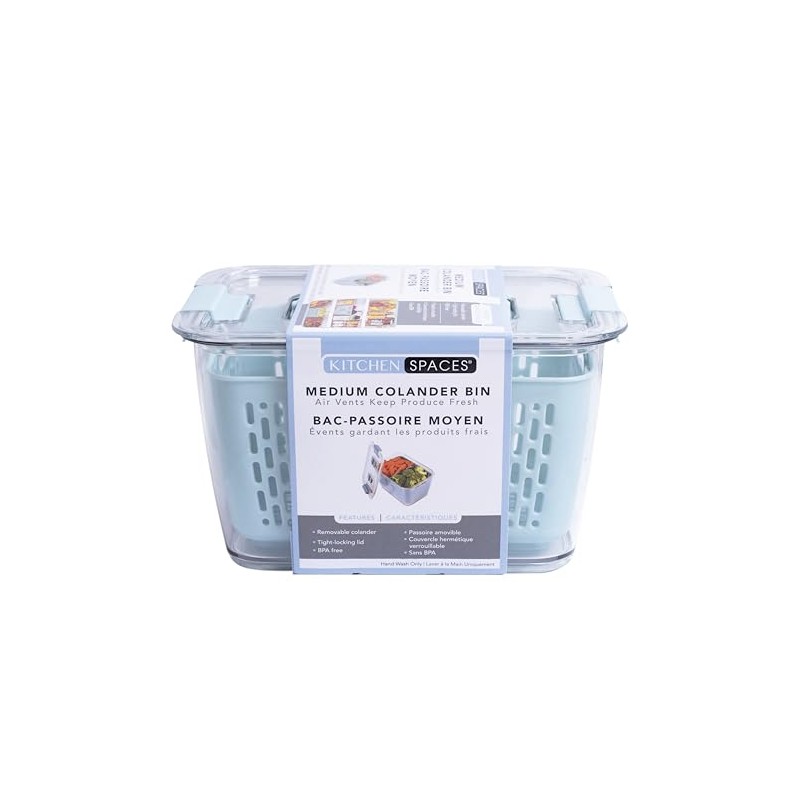 Kitchen Spaces Colander Bin, Produce Saver, Fridge Organizer With Lid,