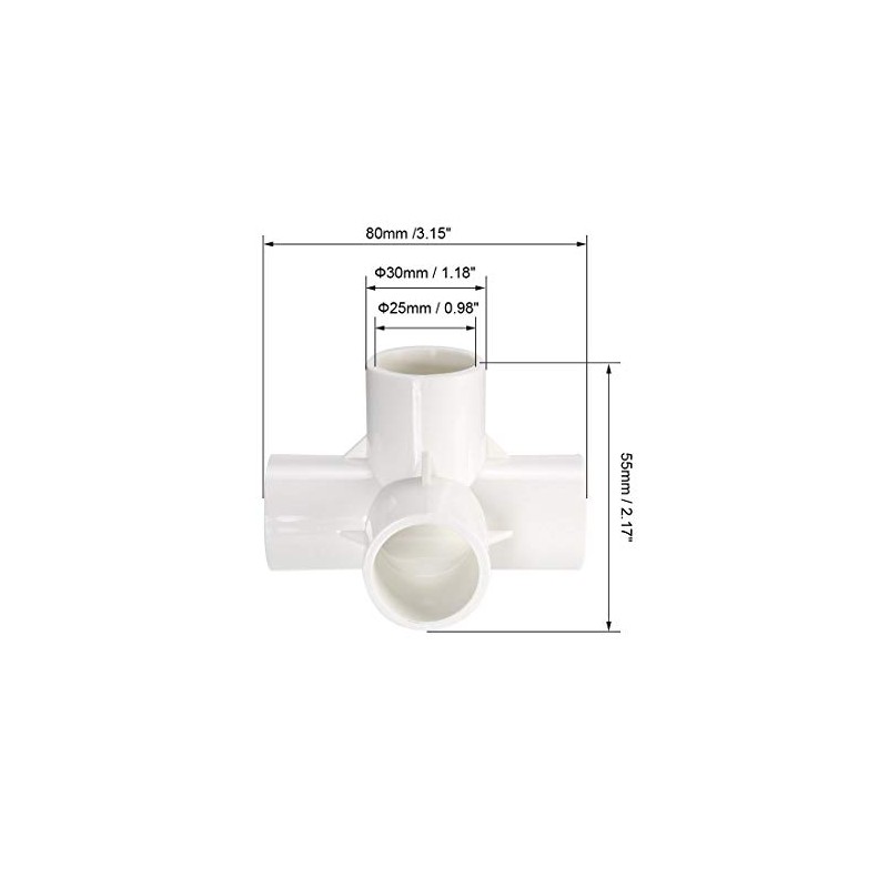 sourcing map 4 Way Elbow PVC Pipe Fitting Furniture Grade