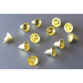 Unbranded Wedding Christmas Bells Gold Ornaments Miniature 1 1/4" with Hangers, Plastic