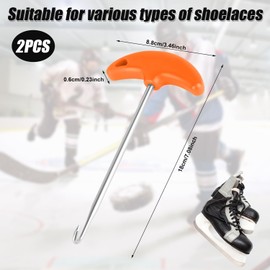 lasuroa 2pcs Skate Lace Tighteners, Anti-Slip Stainless Steel Shoe Lace Puller Protable Hockey Skate Tightener Tool Ice Skating Accessories for Lacing Up Ice Skates Boots(Orange)
