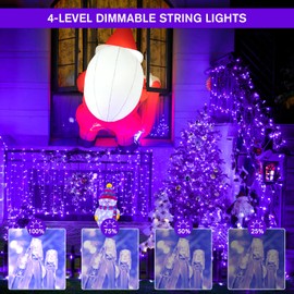 JMEXSUSS 600 LED Purple Christmas Lights Outdoor Indoor, 168ft Purple LED Christmas Tree Lights Plug in, Purple Fairy String Lights for Outside Patio Fireplace Party Christmas Tree Decorations