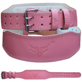 Mytra Fusion Weight Lifting Belt Womens Gym Belt 7MM Thick and 4" wide 100% Real Leather Lifting Belt Women, Ladies weightlifting belt Powerlifting Bodybuilding and Workout belt (Large, Pink)