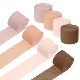 sourcing map 8 Roll 656 ft Crepe Paper Streamers, Wedding Decoration Streamers Party Decoration for Wedding Valentine's Day Festival Backdrop, Beige, Light Pink, Light Brown, Brown