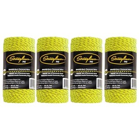 Stringliner 35794 Mason’s Line Replacement Rolls – 1 Lb. #18 Construction Replacement Roll Braided Black/FL Yellow 1000'. (4 Pack)