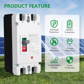 Wengart MCCB Circuit Breaker WGM1PV-250,DC500V 250Amp,2P DC Circuit Breaker for Solar Systems and Other DC Applications