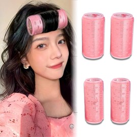 KOREWA Bangs Curler, Set of 4, Extra Large Size (Diameter 2.0 & 1.6 inches (5 & 4 cm)), Magic Curler, Hand Rolled, Thick, Easy to Curl, Korean Style, Soft Curls, Thin Face Effect, Beginner OK Aluminum