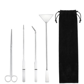 Aquarium Aquascape Tools Kit, 4 in 1 Anti-Rust Aquatic Plant Aquascaping Tool Stainless Steel Long Tweezers Scissors Spatula Tool Set for Aquarium Plants Clean Fish Tank (with Storage Pouch)