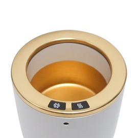 Auto Car Cup Holder Heating Cooling Drinks Smart Cooler Warmer Heater for Coffee Beverage Milk (White with gold)