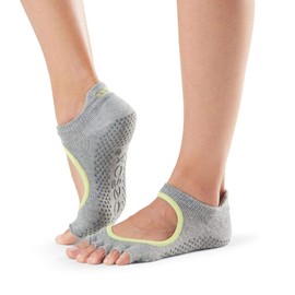 Toesox Yoga Grip Socks, Heather/Lime, Medium