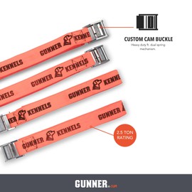 Tie-Down Strap Kit - Cam Buckle Tie-Down Straps for Dog Crate - Security Straps for Trucks - 5,100 LB Break Strength - Size: Traditional (4) 8 ft (Blaze Orange)