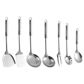 7pcs Kitchen Utensils Cooking Tools Stainless Steel Kitchen Utensil Kitchen Cookware Utensil Kit Kitchenware Meat Fork Soup Ladle Cooking Gadgets Stainless Steel Utensil