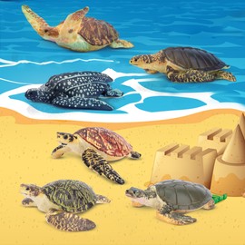 TOYMANY Set of 6 Turtle Figurines Realistic Turtle Animal Figures Set Ocean Toy Sea Animal Figures Realistic Turtle Toy for Children to Play or as Decoration