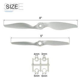 uxcell 8x6" 8x6" Propeller RC Propeller 2 Van Blade Prop Gray Adapter with Ring for Electric Airplane Aircraft 4pcs