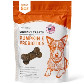 Chew + Heal Labs Crunchy Biscuits for Dogs - 5 oz of Healthy Dog Treats for Medium, Small, and Large Dog Breeds - Made with Pumpkin, Prebiotics, Agave Inulin, and More - Made in The USA