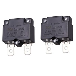 ZOOKOTO 2Pcs 20A Automatic Thermal Circuit Breaker Thermal Overload Protector 20Amp L2 Series 125-250V AC 50V DC Automatic Reset Relay Fuse Thermal Switch Circuit Breaker Current Overload Protector