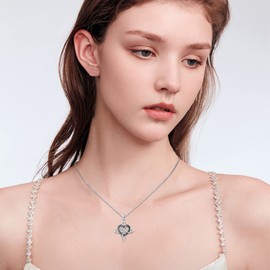 TwoAnts Viking Necklace 925 Sterling Silver Heart/Witch Knot / Infinity Pendant for Celtic Necklace Norse Rune Chain Viking Jewellery Amulet Gifts for Women Men, Sterling Silver