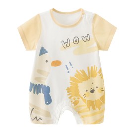 gurcooc Baby Boys Girls Romper Newborn Short Sleeve Cotton Bodysuit Cartoon Summer Baby Bodysuit Outfit Set, 0-18 Months, yellow