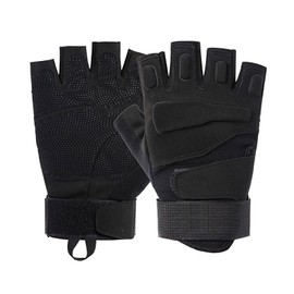 SANFEN Guantes Tácticos,Medios Dedos con Protección de Conjuntas,Guantes sin Dedos,Guantes Motociclista Tipo Militar,Guantes Ciclismo protección de Golpes. Negro，marró，Verde (Negro, XL)