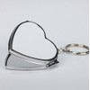 Heart-Shaped Mini Silver Metal Double-Sided Mirror Keychain Portable Folding Cosmetic
