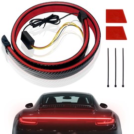 DIBMS LED Spoiler Brake Light Strip Sequential Flashing Tail Universal Red Carbon Fiber Light Bar With High-Brightness LED for Car Trucks Rear Spoiler Trunk Roof Wing Waterproof Design