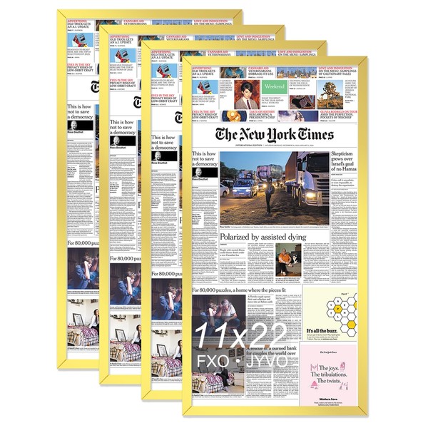 Fxojyvo 11x22 Newspaper Frame Set of 4, Display 11 x