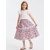 Rolanko Long Floral Skirt for Girls, Elastic High Waist Ruffle