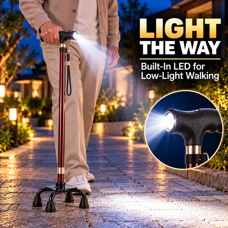 3-in-1 Adjustable Elders Walking Cane for Daily Mobility – Interchangeable