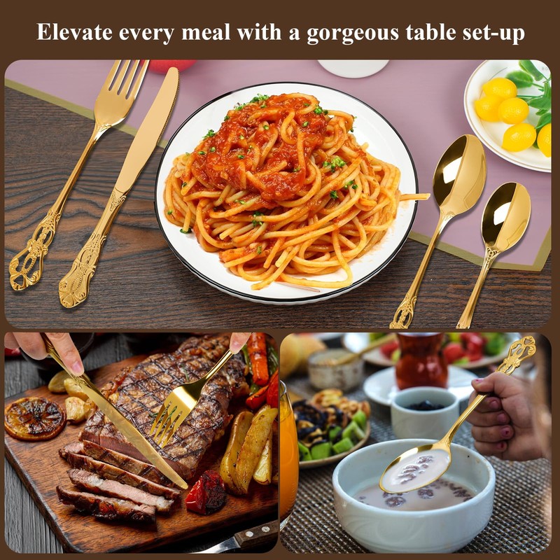 Tlguangw Luxury 16 Pieces Stainless Steel Flatware set, Service for