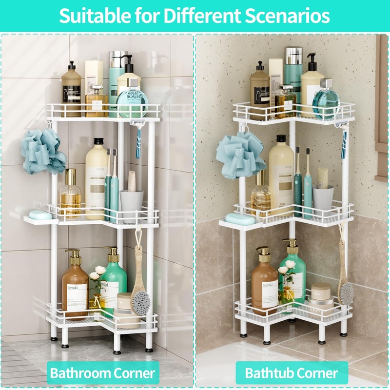 HapiRm Corner Shower Caddy Standing - 3 Tier Shower Organizer