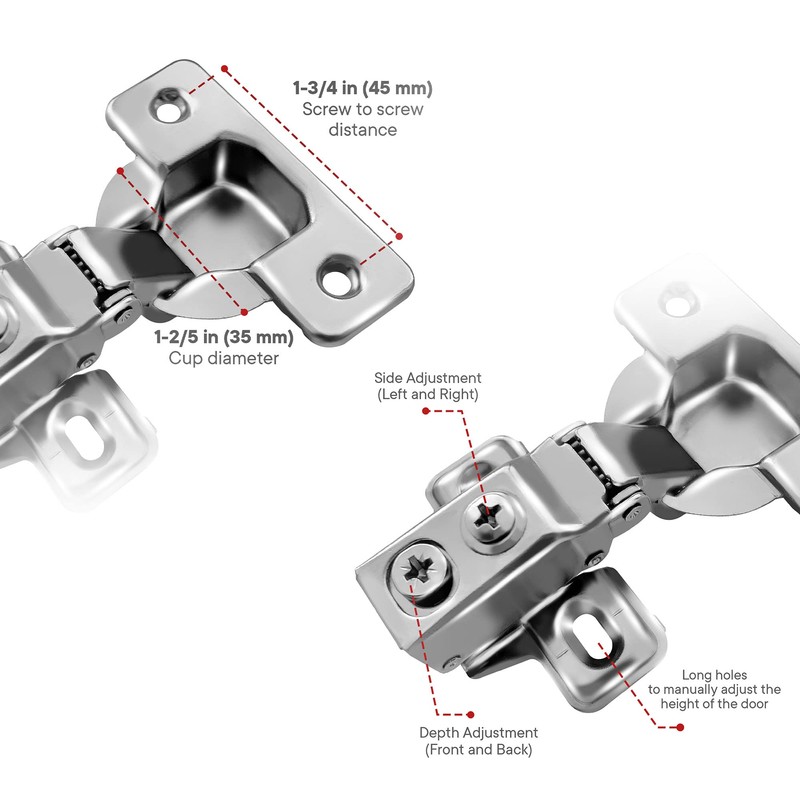 Berta 6 Pack, 5/8 inch Overlay, 90 Degree Restricted Opening