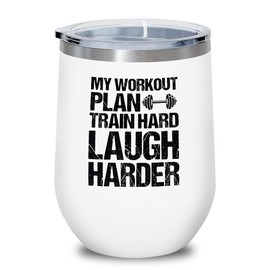 Personal Trainer White Edition Wine Tumbler 12oz - My Workout Plan - Fitness Instructor Workout Coach Exercise Lover Cardio Lover Gym Coach