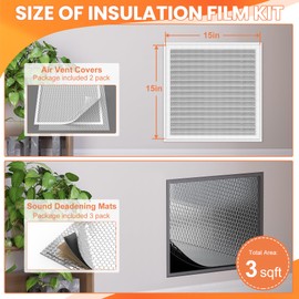 GCGOODS Sound Deadening Mat & Air Vent Mesh Cover, Sound Proofing Kit for Air Vents & Ducts, Comes with 3 Pcs Noise Insulation and Vibration Damping Mat, 2 Pcs Sound Proof Vent Cover 15"× 15", White