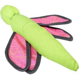 Dpofirs Juguete para Perros de Tela Oxford a Prueba de Mordeduras Lanzamiento de Animales de Peluche de Libélula Verde y Rosa con Sonido Arrugado y Chirriante, Interactivo para Perros Pequeños