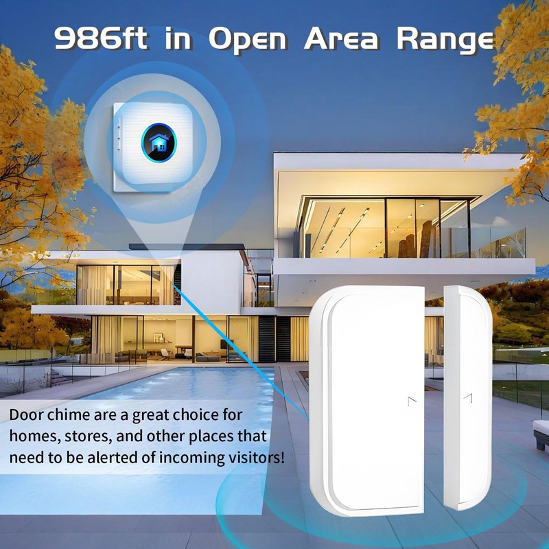 Door Chime, Wireless Door Sensor Chime When Door Opens, Door