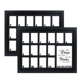 FramePro School Years Picture Frame Pre-K to 12 Graduation Photo Collage Black Frame with Mat, Displays One 5x7 Photo and Fourteen 2.5x3.5 Pictures,Graduation Gift Souvenirs, 2 Pack