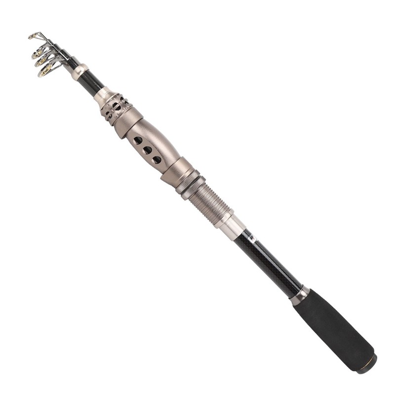 Portable Carbon Baitcasting Telescopic Fishing Rod Pole Reel Tackle Accessory1.8m