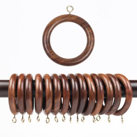 Mars Exports 24 Pieces 2.5 Inch Wooden Drapery Curtain Rod Rings for 1.5 inch Rod Pole, 1.75 INCH Inner Dia, Natural Rosewood (24, 1.75 INCH Inner Dia)