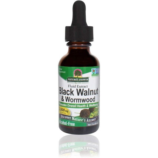 Nature's Answer Black Walnut and Wormwood Extract 1 Ounce | Promotes Overall Health and Wellbeing | Super Concentrated 2,000mg | Vegan, Non-GMO, Gluten-Free & Alcohol-Free | Promotes a Healthy Gut | Helps with Digestion